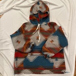 Women’s Aztec print quarter zip hooded jacket size large